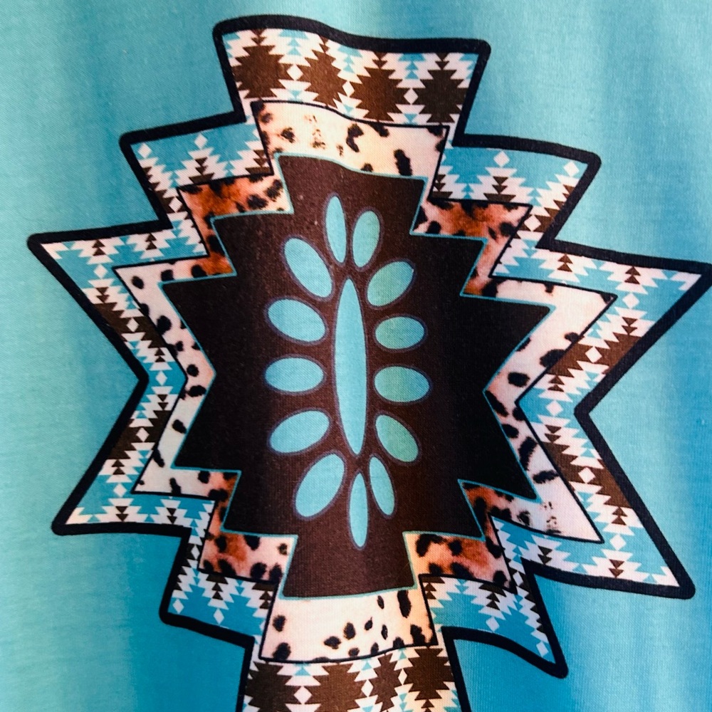 SHEIN Turquoise Geometric Long Sleeve Dress
